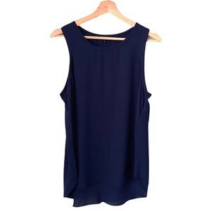 Olivaceous Basic Navy Blue Sleeveless Top in Size Large